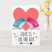 Carte "L'amour est dans l'air" avec de mignons oiseaux S (Fleur jaune)