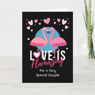 Carte L'amour est Flamazing Valentine pour deux Flamants