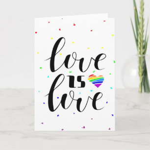 Carte L'amour est l'amour Coeurs arc-en-ciel
