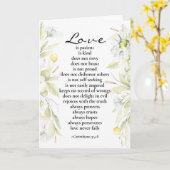 Carte L'amour est Patient Bible Mariage Félicitations (Fleur jaune)