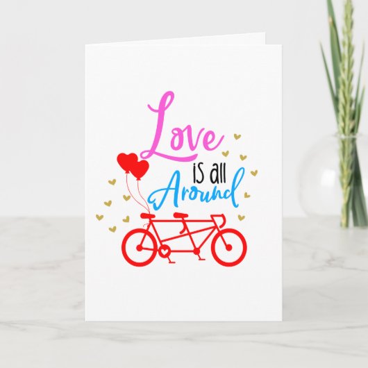 Carte L'Amour Est Tout Autour Du Vélo Tandem (Devant)
