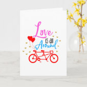 Carte L'Amour Est Tout Autour Du Vélo Tandem (Fleur jaune)