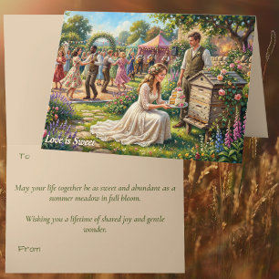 Carte L'amour est une douce mariée abeille Folklore brit