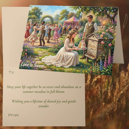 Carte L'amour est une douce mariée abeille Folklore brit