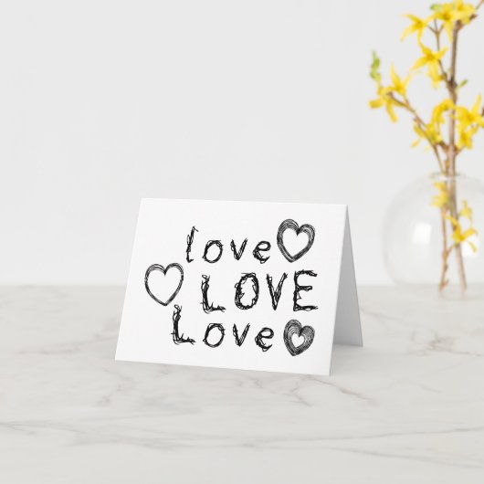 Carte L'amour, l'amour, l'amour dans l'écriture scintill (Fleur jaune)