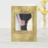 Carte L'amour photo personnalisé en or et noir (Fleur jaune)