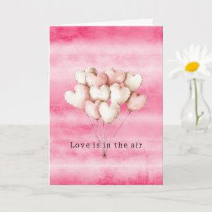 Carte L'amour rose est dans l'air ballons coeur Saint-Va