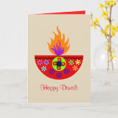Carte Lampe colorée Diya de Diwali (Fleur jaune)