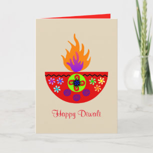 Carte Lampe colorée Diya de Diwali