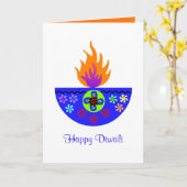Carte Lampe colorée Diya de Diwali (Fleur jaune)