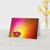 Carte Lampe décorative rougeoyante de Diwali (Fleur jaune)