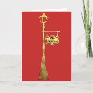 Carte Lampe post-lanterne en laiton victorien rouge or