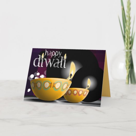 Carte Lampes Diwali Jaunes Salutations (Devant)