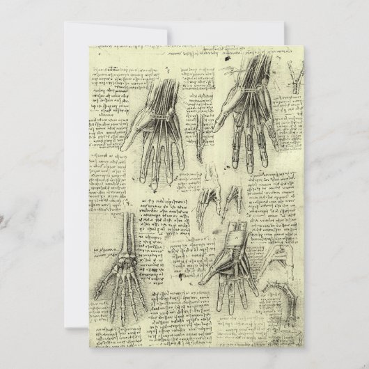 Carte L'anatomie de la main humaine de Léonard de Vinci (Devant)