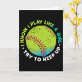 Carte Lanceur drôle de softball rapide Cadeau de jeu pou (Fleur jaune)