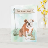 Carte L'anglais Bulldog se sent mieux après la chirurgie (Fleur jaune)