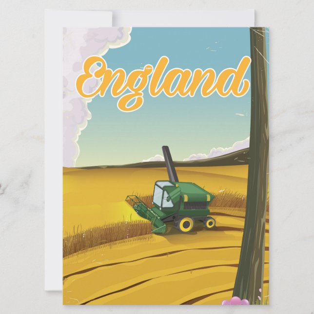 Carte L'Angleterre combine moissonneuse affiche de voyag (Devant)