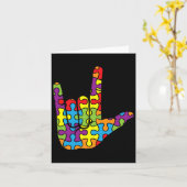 Carte Langue des signes de l'amour ASL - Puzzle autistiq (Fleur jaune)