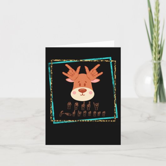 Carte Langue Sourds Reindeer de Noël Sourds Asl Lauréats (Devant)