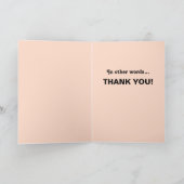 Carte Langues Multilingual rose noir Merci rétro (Intérieur)