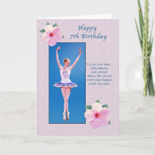 Carte L'anniversaire, 7ème, ballerine, ketmie fleurit