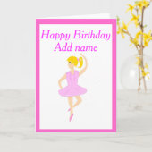 Carte L'anniversaire de fille de ballerine ajoutent (Fleur jaune)