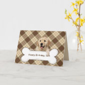 Carte L'Anniversaire de Fils en or sur plaid (Fleur jaune)