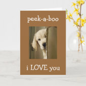 CARTE L'ANNIVERSAIRE DE L'AMOUR "PEEK-A-BOO" DU CHIEN (Fleur jaune)