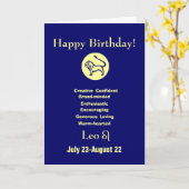 Carte L'anniversaire de Lion - horoscope (Fleur jaune)