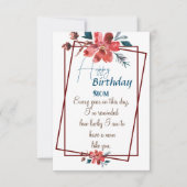 Carte L'anniversaire de maman salue floral (Devant)