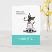 Carte L'anniversaire drôle de Rat terrier pensent grand (Fleur jaune)