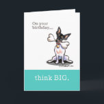 Carte L'anniversaire drôle de Rat terrier pensent grand<br><div class="desc">Salutation drôle d'anniversaire pour toute personne. Le chien mignon de Rat terrier tient un grand os dans cette conception originale et l'illustration par Andie de la -Laisse art.

Pour ajouter le texte fait sur commande,  cliquez sur la "personnaliser orange il !" boutonnez,  puis choisissez le bouton "ajoutent textes".</div>