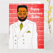 Carte L'anniversaire du pasteur Christian Black Homme (Fleur jaune)