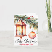 Carte Lanterne de Noël avec branche de pin Baies sèches (Devant)