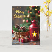 Carte Lanterne Joyeux Noël (Fleur jaune)