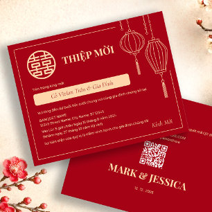 Carte Lanterne rouge mariage vietnamien Thiệp Mời