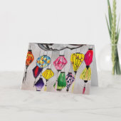 Carte lanternes chinoises aquarelle art (Devant)