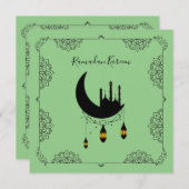 Carte Lanternes de lune de mosquée de Ramadan (Devant / Derrière)