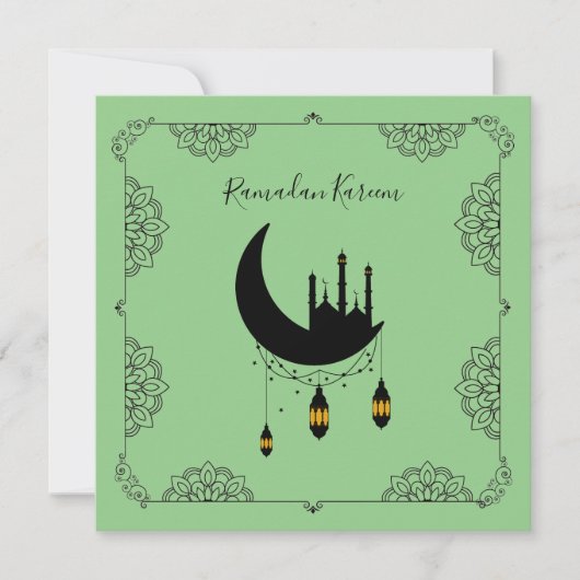 Carte Lanternes de lune de mosquée de Ramadan (Devant)