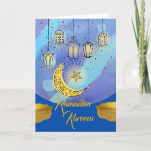 Carte Lanternes Ramadan Kareem la nuit