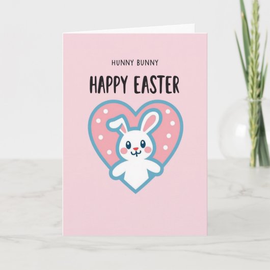 Carte Lapin à Coeur à Points (Devant)