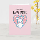 Carte Lapin à Coeur à Points (Fleur jaune)