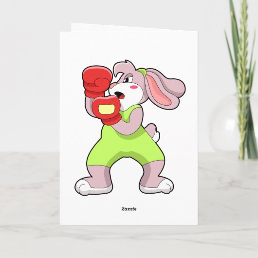 Carte Lapin à la boxe avec gants de boxe (Dos)