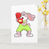 Carte Lapin à la boxe avec gants de boxe (Fleur jaune)