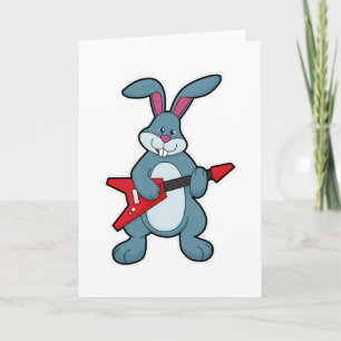 Carte Lapin à la musique avec guitare