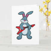 Carte Lapin à la musique avec guitare (Fleur jaune)