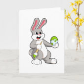 Carte Lapin à la peinture avec œuf (Fleur jaune)