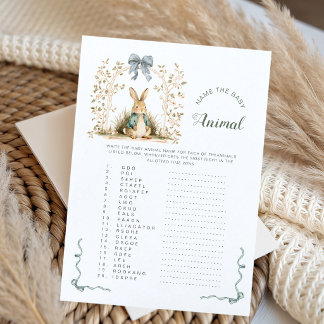 Carte Lapin à l'aquarelle Arche florale Nommez le bébé a