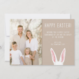 Carte Lapin à l'aquarelle Famille de Pâques Photo Beige