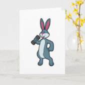 Carte Lapin à l'entraînement en force avec haltère (Fleur jaune)